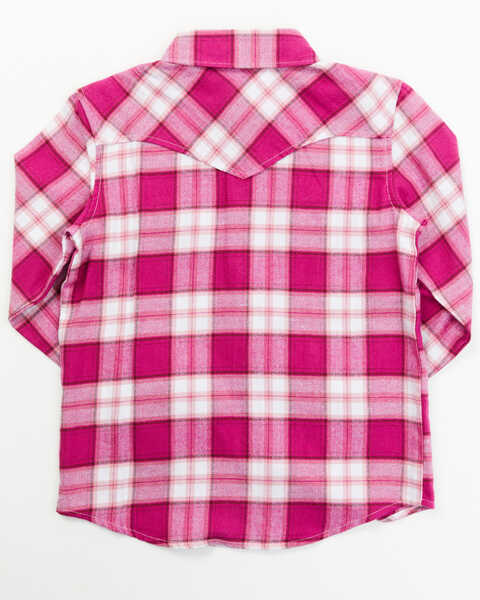Image #3 - Shyanne Toddler Girls' Plaid Print Long Sleeve Pearl Snap Shirt, Fuchsia, hi-res