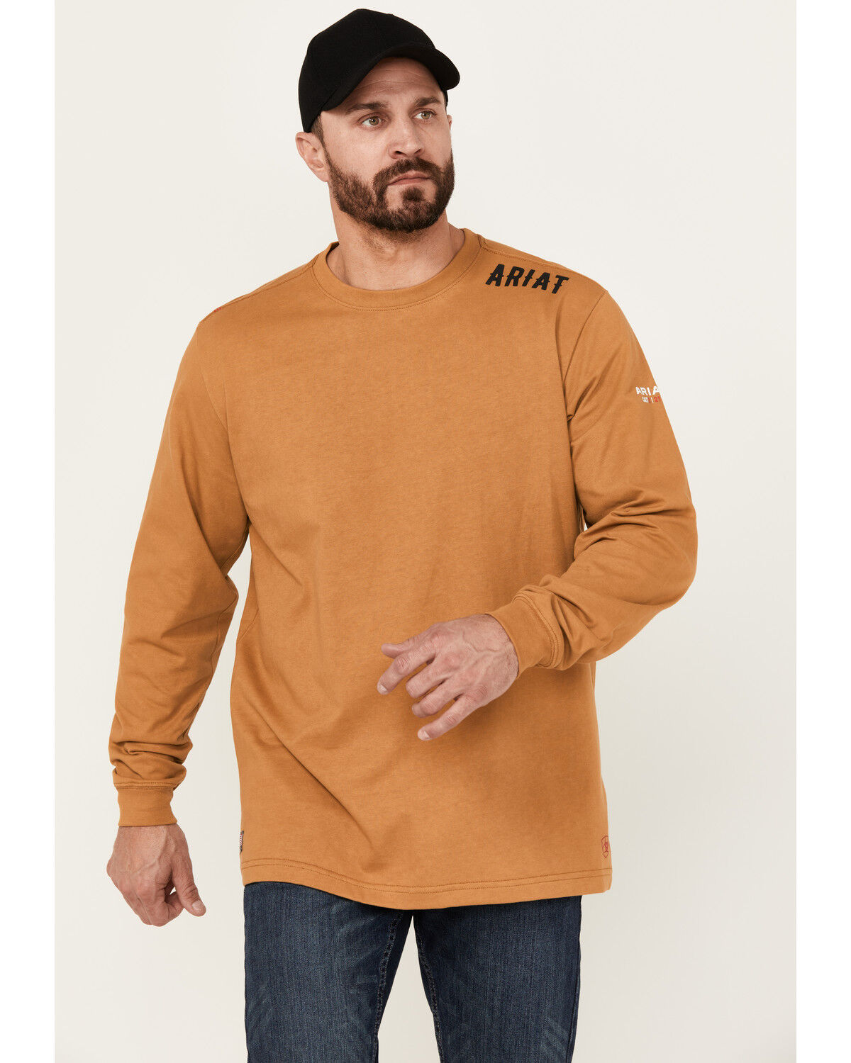 Image #2 - Ariat Men's FR Work Hard Live Free Long Sleeve T-Shirt, Brown, hi-res