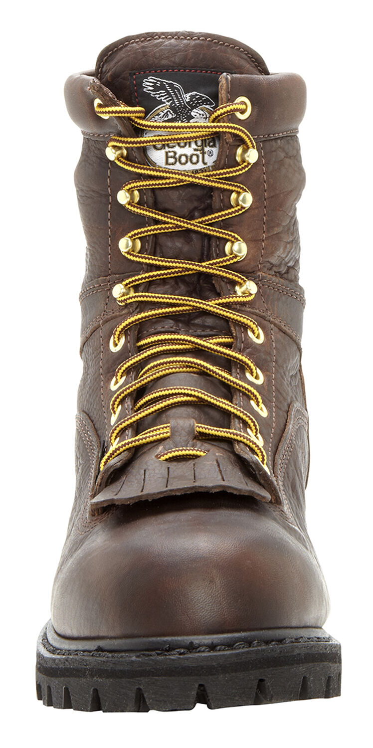 Image #4 - Georgia Boot Men's Waterproof Low Heel Logger Work Boots - Soft Toe, Chocolate, hi-res