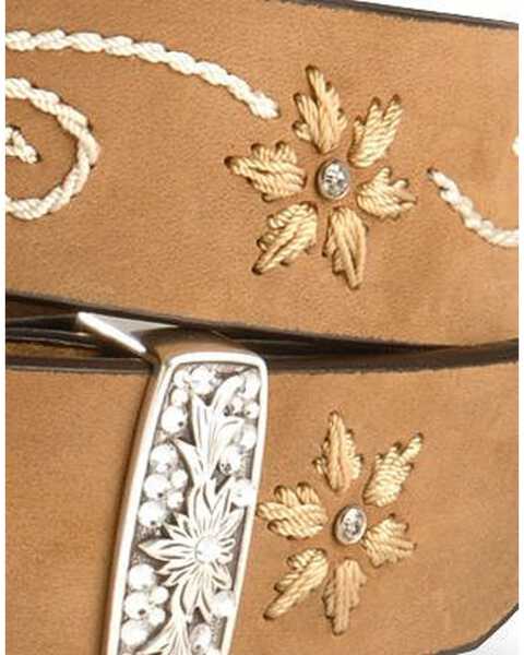 Nocona Belt Co. Women's Floral Stitched Leather Belt, , hi-res