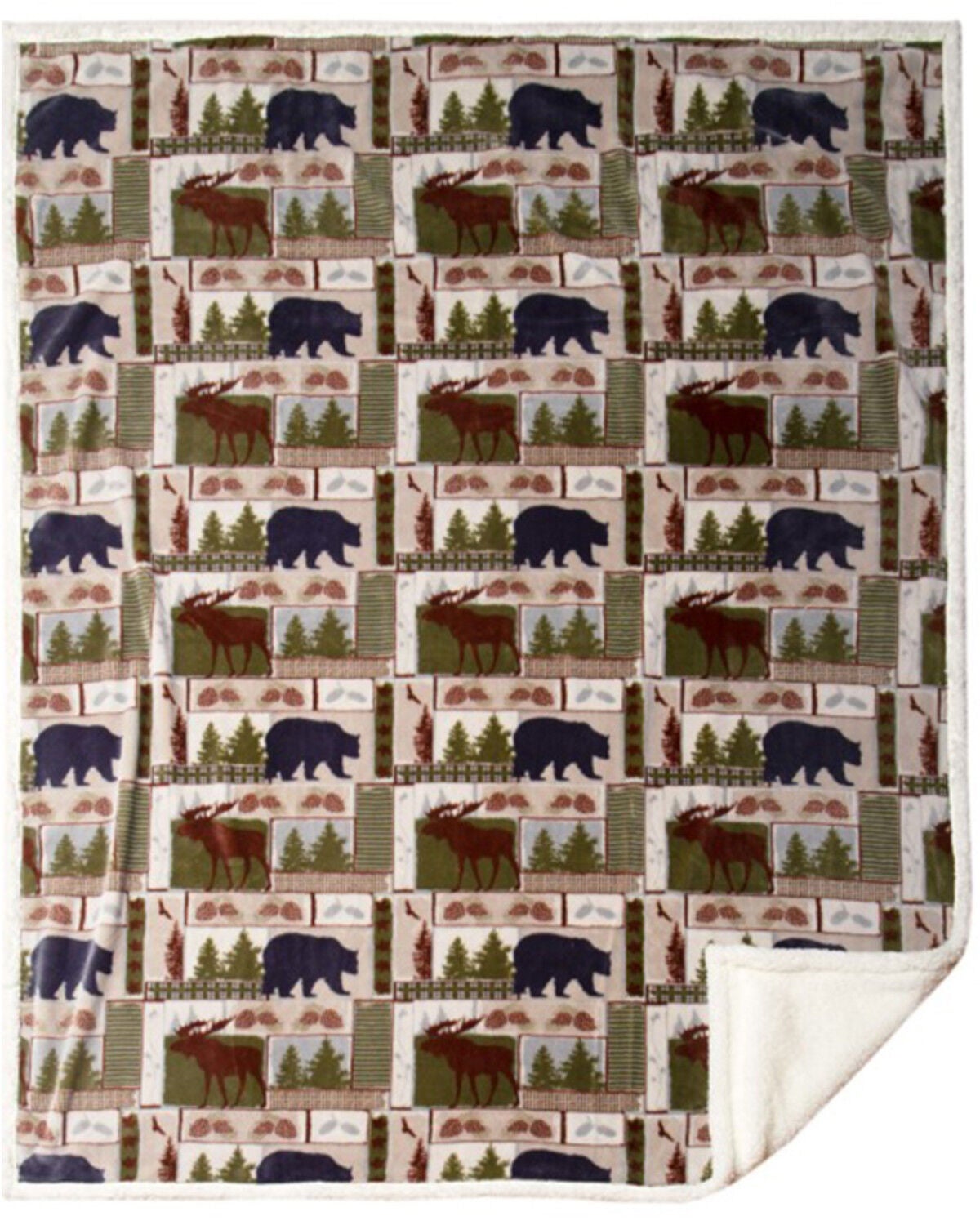Image #1 - Carstens Home Vintage Lodge Plush Throw, White, hi-res