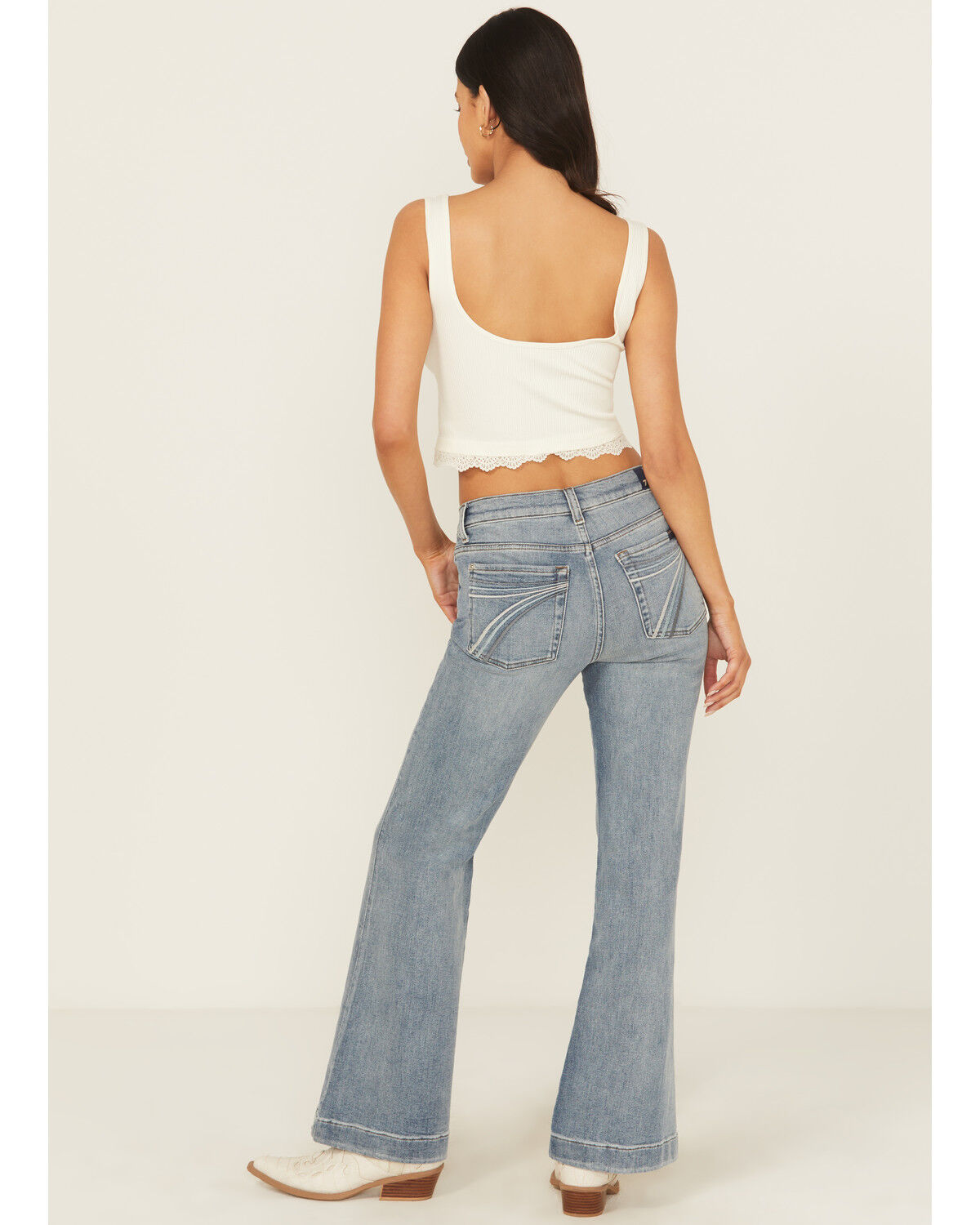 Image #1 - 7 For All Mankind Women's Santa Rosa Mid Rise Tailorless Dojo Bootcut Denim Jeans, Medium Wash, hi-res