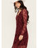 Image #3 - Shyanne Women's Maxi Long Sleeve Lace Dress, Maroon, hi-res