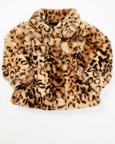Urban Republic Infant Girls' Cheetah Print Faux Fur Snap Jacket , Cheetah, hi-res
