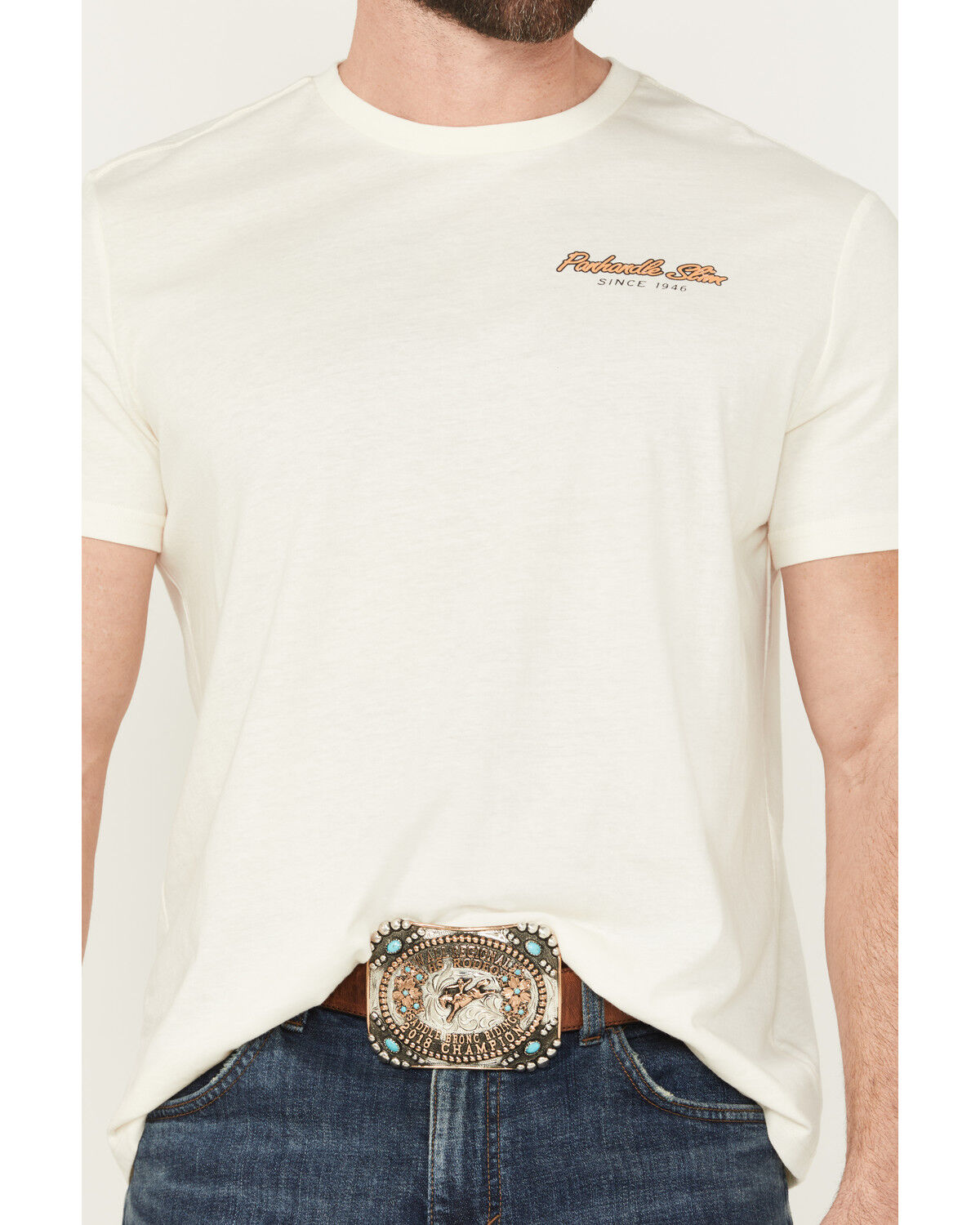 Image #3 - Panhandle Slim Men's Buffalo Short Sleeve Graphic T-Shirt, Natural, hi-res
