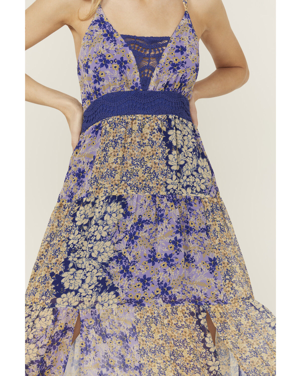 Image #3 - Miss Me Women's Floral Print Maxi Dress, Blue, hi-res