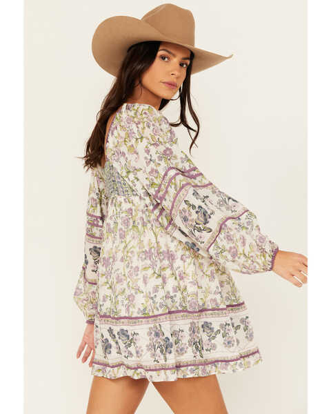 Image #3 - Free People Women's Border Endless Afternoon Long Sleeves Mini Dress , Ivory, hi-res