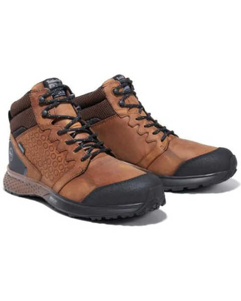 Timberland Pro Men's Reaxion Waterproof Lace-Up Work Shoes - Round Toe , Brown, hi-res