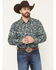 Image #1 - Gibson Trading Co Men's Hubert Floral Print Long Sleeve Snap Stretch Western Shirt, Navy, hi-res