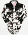 Image #1 - Cowgirl Hardware Infant Girls' Moody Cow Print Long Sleeve Snap Onesie, Black, hi-res