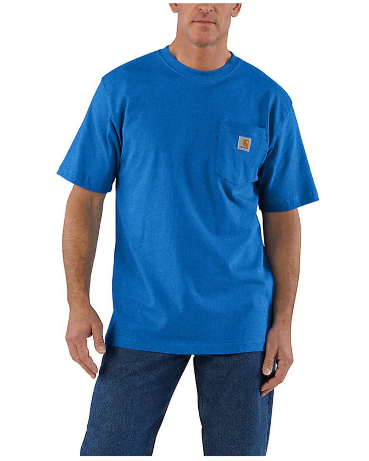 Image #1 - Carhartt Men's Loose Fit Heavyweight Short Sleeve Pocket Work T-Shirt, Heather Blue, hi-res
