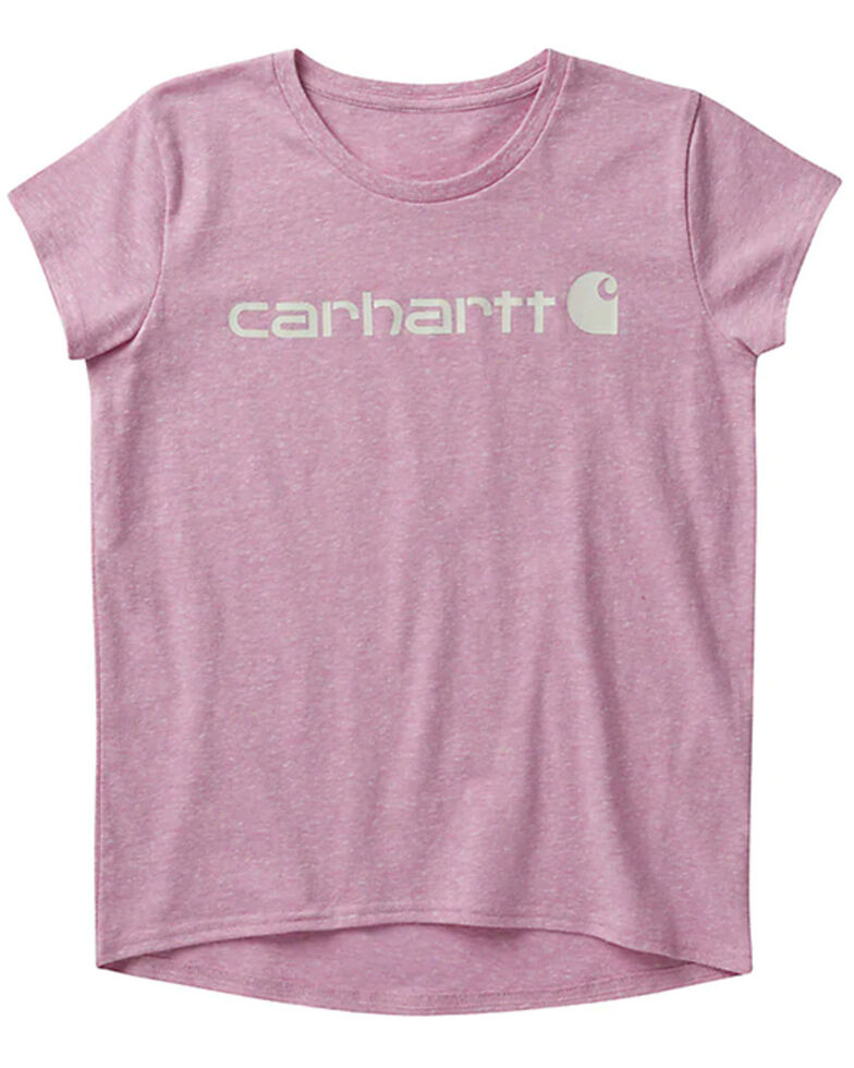 Carhartt Youth Girls' Core Logo Short Sleeve Tee, Pink, hi-res
