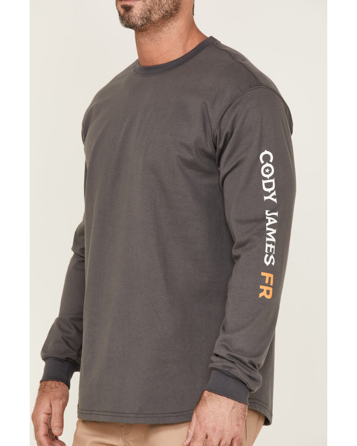 Image #3 - Cody James Men's FR Logo Long Sleeve Work T-Shirt, Charcoal, hi-res