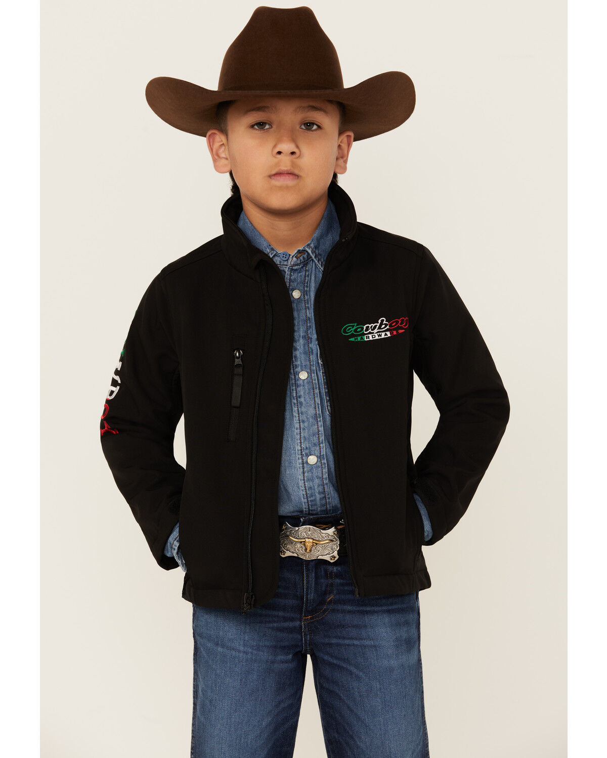 Image #1 - Cowboy Hardware Boys' Hecho en Mexico Jacket, Black, hi-res