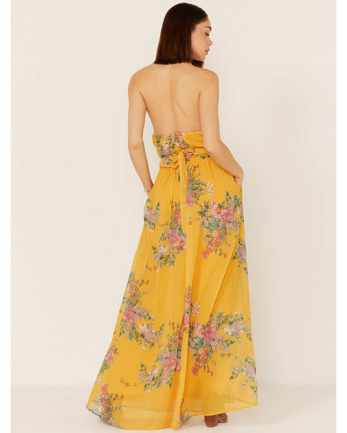 Image #4 - Unique Vintage Women's Budding Romance Floral Print Halter Neck Maxi Dress, , hi-res