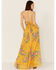 Unique Vintage Women's Budding Romance Floral Print Halter Neck Maxi Dress, Mustard, hi-res