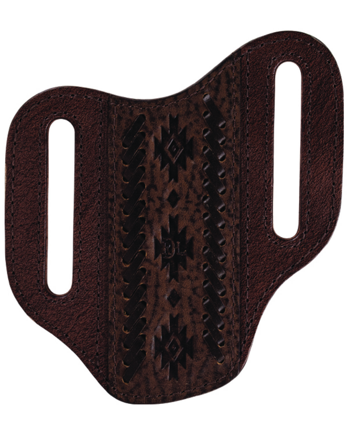Image #1 - Red Dirt Hat Embossed Whip Stitch Leather Pancake Knife Sheath, Brown, hi-res