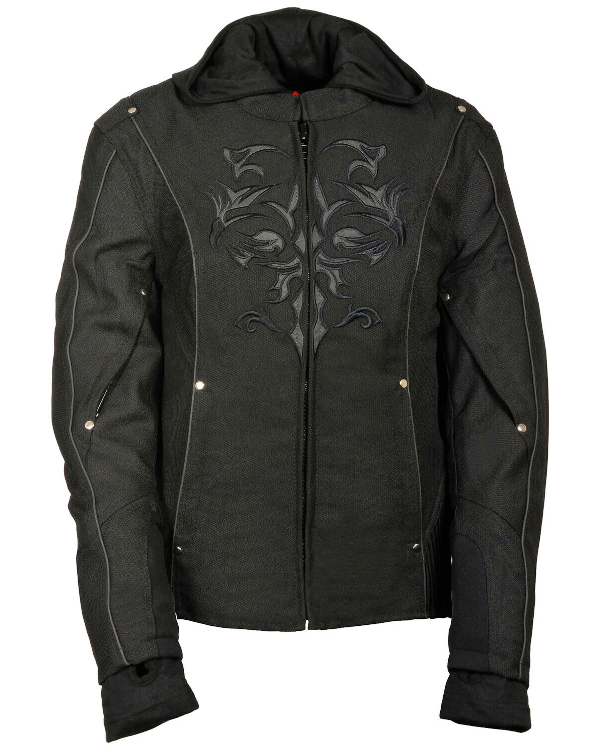 Image #1 - Milwaukee Leather Women's Reflective Tribal 3/4 Textile Jacket - 5X, Black, hi-res