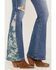 Image #2 - Vervet Women's Pound Medium Wash High Rise Floral Flare Jeans, Medium Wash, hi-res