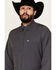 Image #2 - Cinch Men's ARENAFLEX® Floral Geo Print Long Sleeve Button-Down Performance Stretch Western Shirt, Charcoal, hi-res