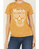 Image #3 - Modelo Women's Logo Skull Short Sleeve Graphic Tee, Mustard, hi-res