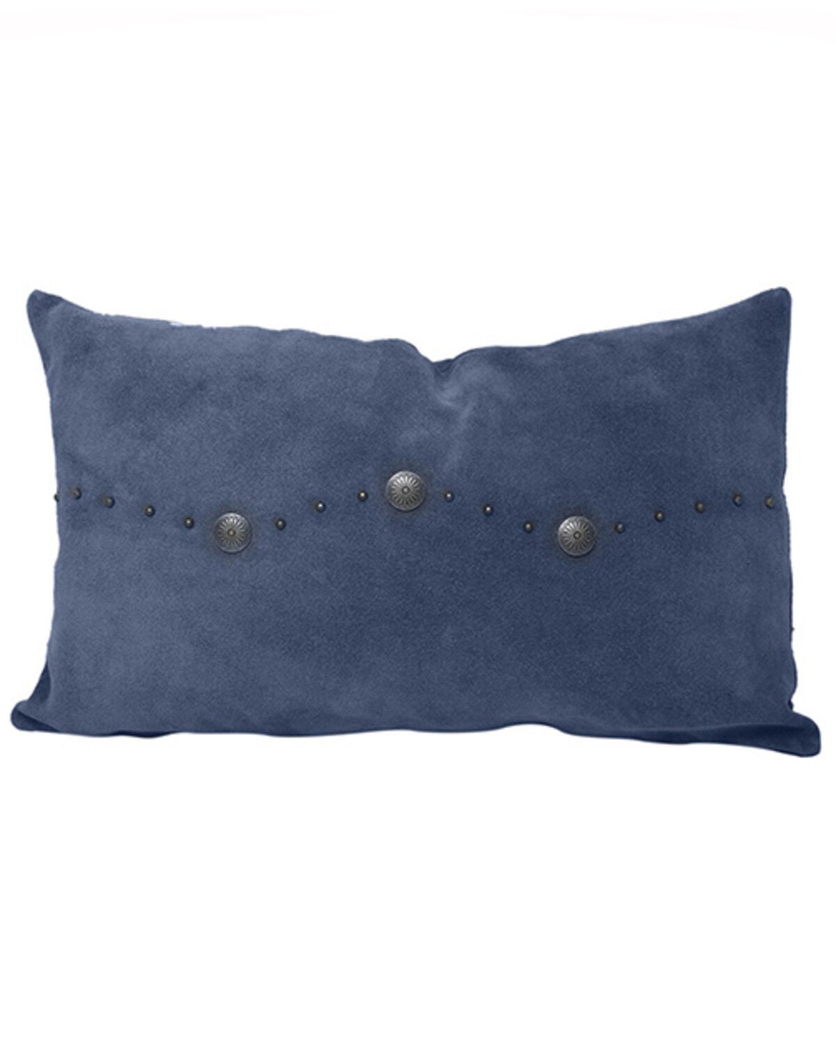 HiEnd Accents Western Suede Antique Silver Concho & Studded Lumbar Pillow, Navy, hi-res