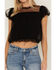 Image #3 - Very J Women's Tulle Short Sleeve Shirt, Black, hi-res