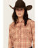 Image #2 - Rough Stock by Panhandle Women's Plaid Print Long Sleeve Snap Western Shirt , Rust Copper, hi-res