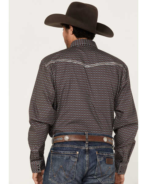 Image #4 - Cowboy Hardware Men's Curvy Diamond Geo Print Long Sleeve Western Snap Shirt, Charcoal, hi-res
