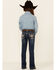 Shyanne Little Girls' Medium Wash Embroidered Southwestern Steer Head Pocket Bootcut Jeans, Blue, hi-res