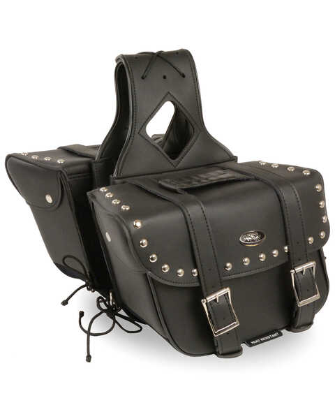 Image #3 - Milwaukee Leather Medium Zip-Off Slanted Throw Over Studded Saddle Bag, Black, hi-res