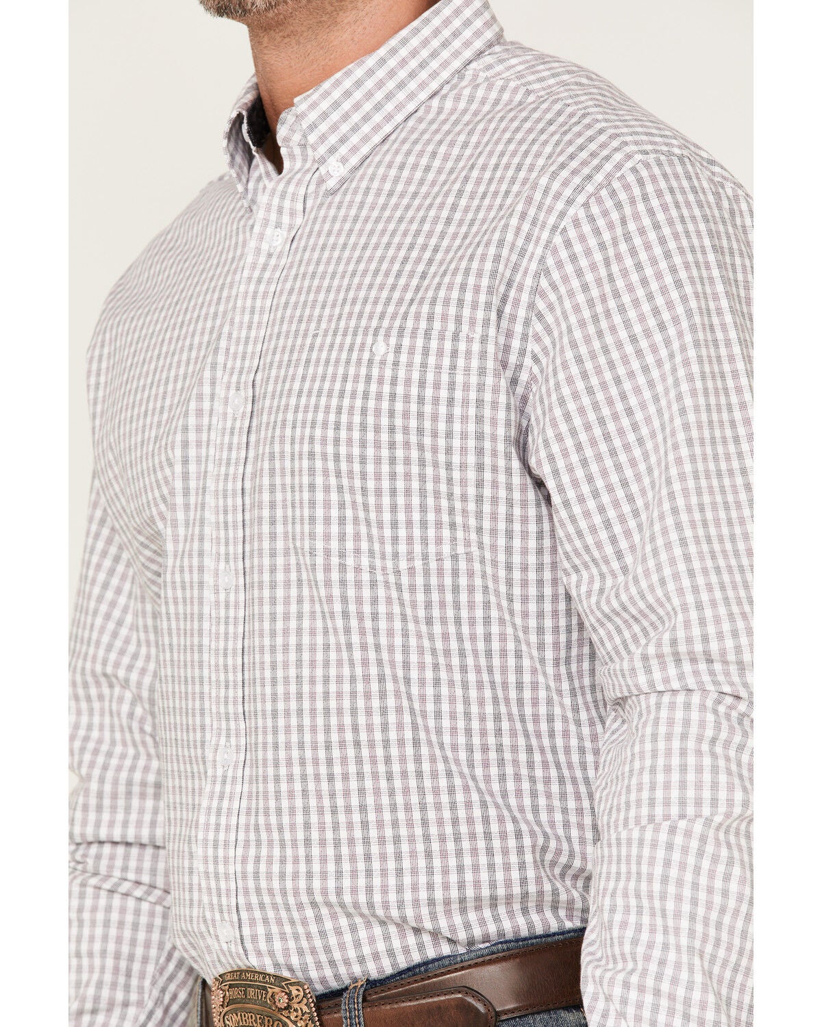Image #3 - RANK 45&reg; Men's Fishing Small Plaid Print Long Sleeve Button-Down Western Shirt, White, hi-res