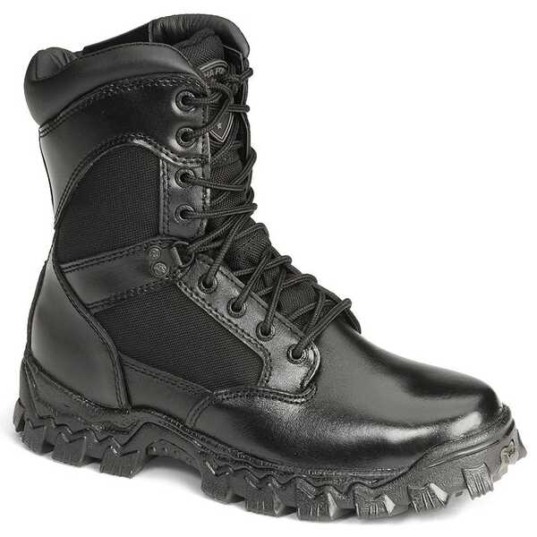 Image #1 - Rocky Men's 8" AlphaForce Zipper Waterproof Duty Boots, Black, hi-res