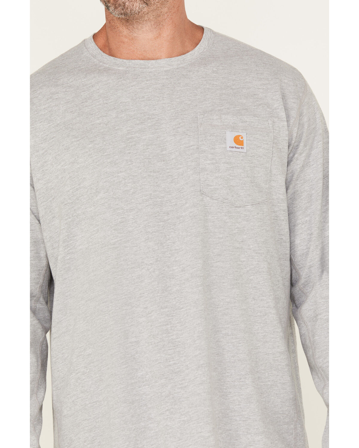 Image #3 - Carhartt Men's Force Relaxed Fit Midweight Long Sleeve Logo Pocket Work T-Shirt, Grey, hi-res