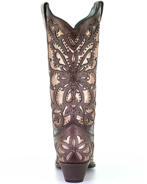 Image #4 - Corral Women's Metallic Inlay Western Boots - Snip Toe, Brown, hi-res