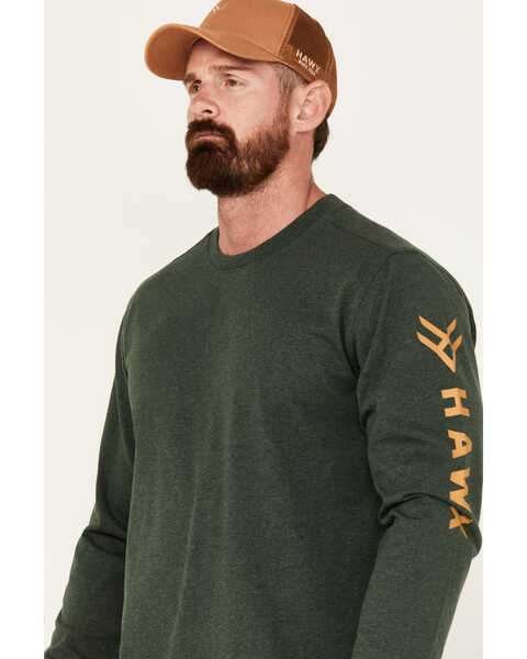Image #2 - Hawx Men's Season Logo Long Sleeve Work Shirt, Green, hi-res