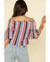 Image #5 - Rock & Roll Denim Women's Americana Stripe Off Shoulder Crop Top, Red/white/blue, hi-res