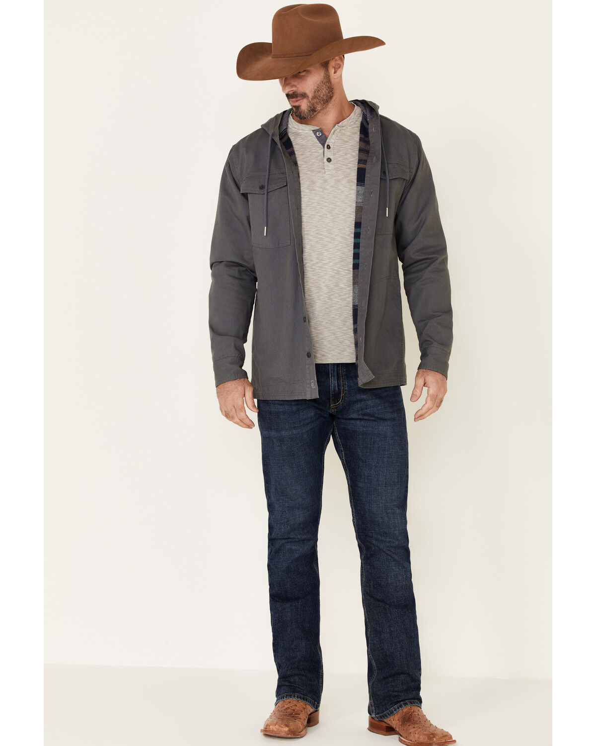 Image #1 - United By Blue Men's Flannel Lined Hooded Anchor Chore Coat, Navy, hi-res