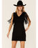 Image #1 - Idyllwind Women's Lady Bird Faux Suede Fringe Muscle Sleeve Mini Dress, Black, hi-res