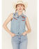 Ariat Women's Liberty Embroidered Button Down Sleeveless Top, Blue, hi-res