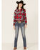 Wrangler Women's Essential Long Sleeve Pearl Snap Flannel Shirt, Red, hi-res