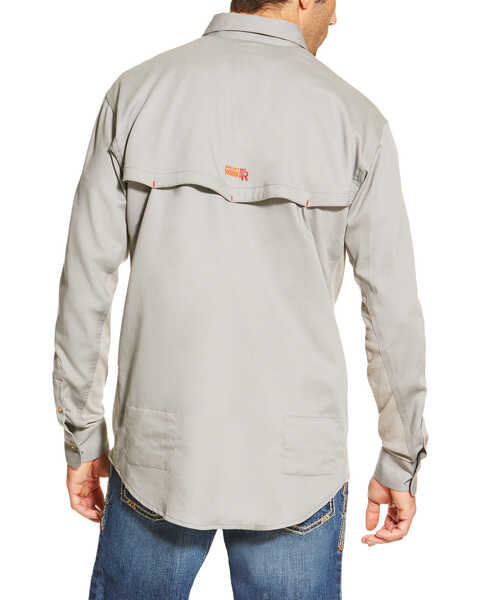 Image #2 - Ariat Men's FR Long Sleeve Button Down Work Shirt - Big and Tall , Silver, hi-res