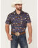 Image #1 - Rock & Roll Denim Men's Desert Conversational Print Short Sleeve Snap Western Shirt , Blue, hi-res