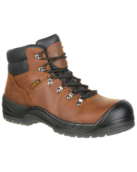 Image #1 - Rocky Men's Worksmart Waterproof 5" Work Boots - Composite Toe, Brown, hi-res