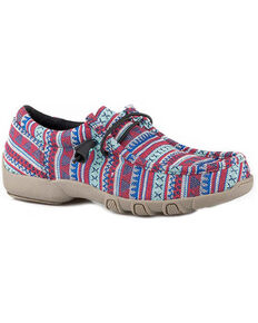 Roper Women's Chillin' Southwestern Print Casual Shoes - Moc Toe, Blue, hi-res