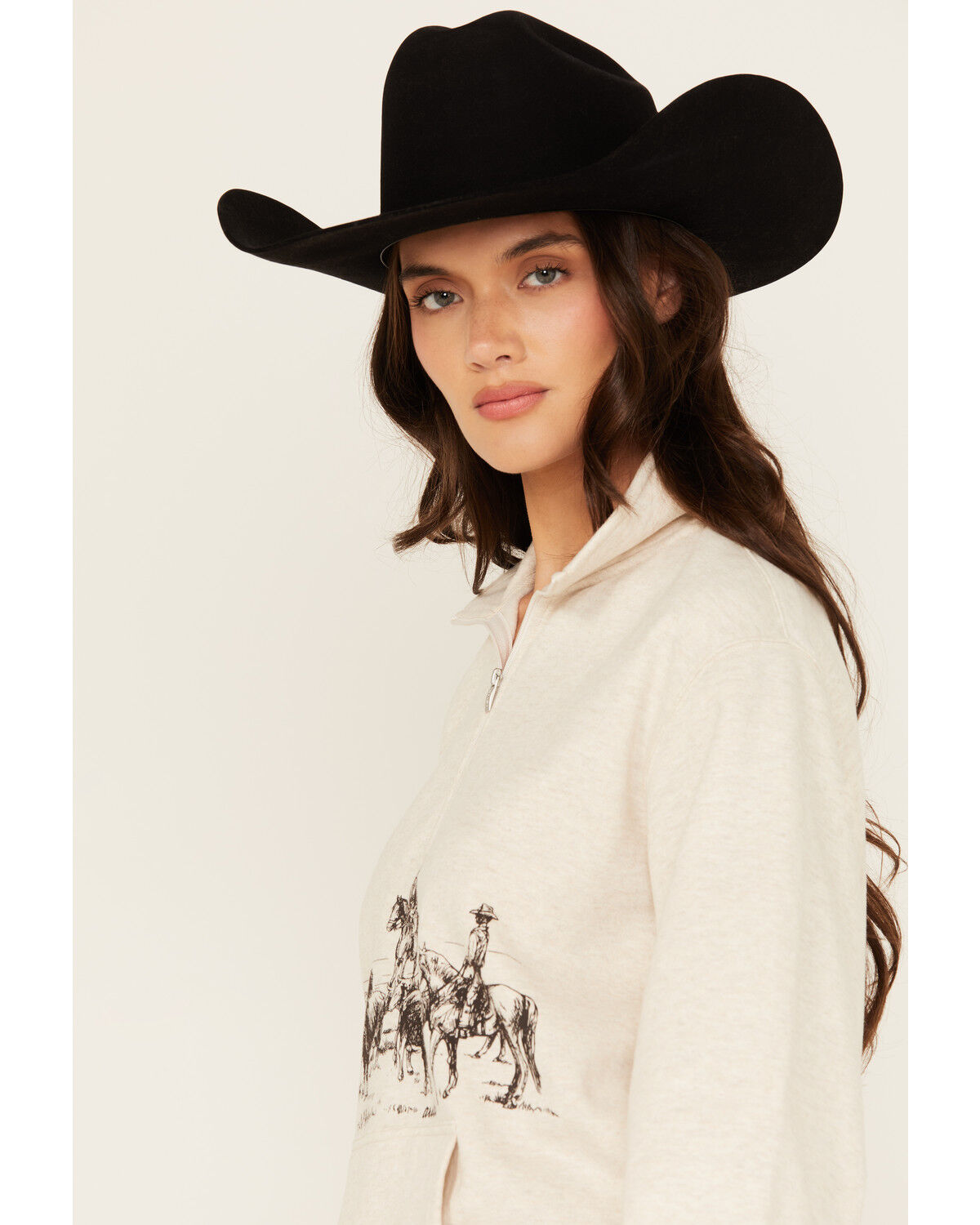 Image #2 - Ariat Women's Boot Barn Exclusive 1/2 Zip Scenic Pullover, Oatmeal, hi-res
