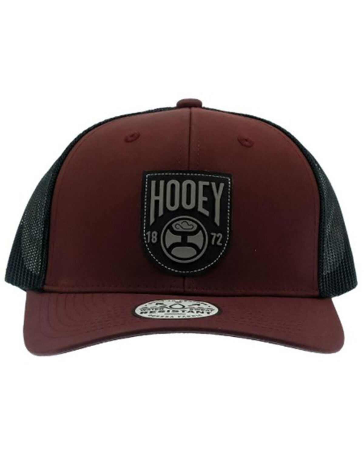 Image #2 - Hooey Men's Bronx Rubber Patch Trucker Cap, Burgundy, hi-res
