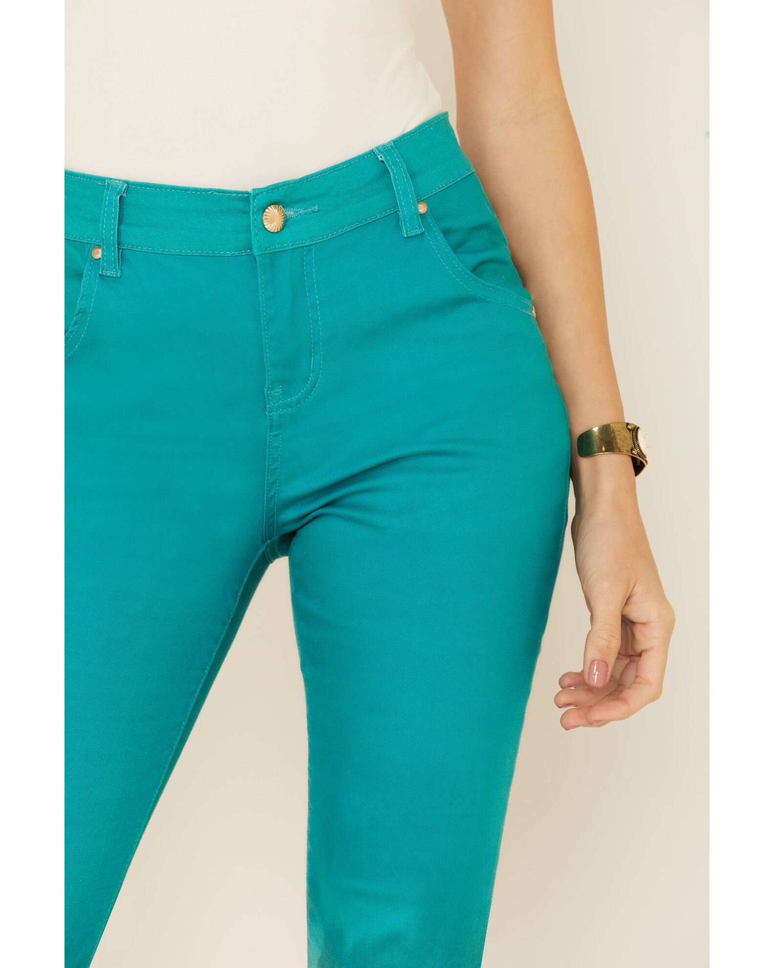 Image #3 - Ranch Dress'n Women's Jade Cowhide Print Super Flare Jeans, , hi-res