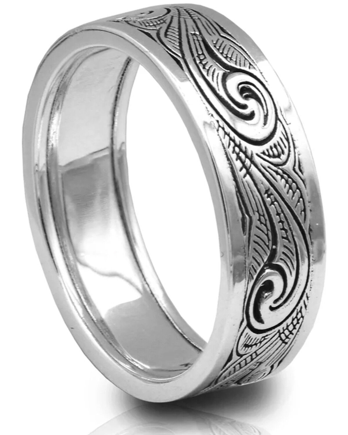 Image #1 - Kelly Herd Men's Silver Western Motif Band Ring, Silver, hi-res