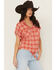 Image #2 - Shyanne Women's Plaid Print Tie-Front Camp Shirt, Dark Pink, hi-res
